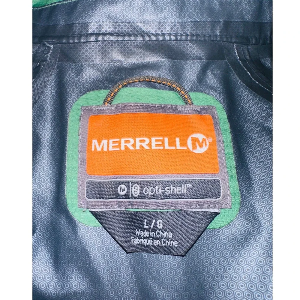 Merrell Shell Women's Green Hooded Rain Jacket‎ Belted Full Zip Large